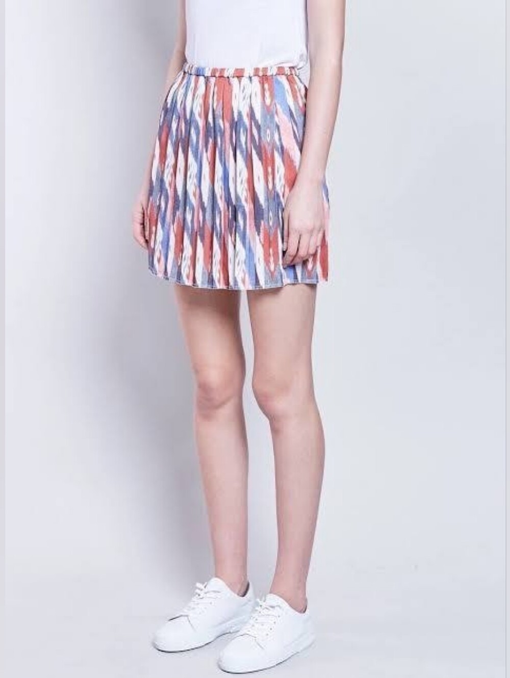 Isabel Marant And The Pleated Multicolor Ikat Print Mini Skirt Size Medium